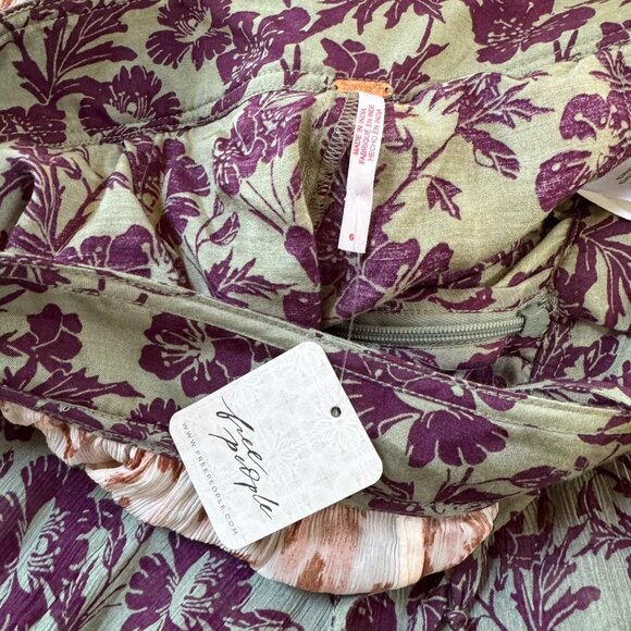 NWT Free People Oasis Printed Maxi Skirt Skort Floral Green 6 - Picture 11 of 13